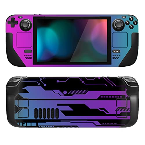PlayVital Full Set Protective Skin Decal for Steam Deck LCD, Custom Stickers Vinyl Cover for Steam Deck OLED - Neon Cyber