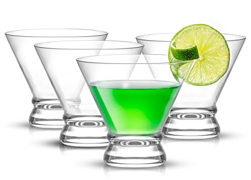 JoyJolt Afina 4-Piece Cocktail Glasses Set, 8-Ounce Martini Glasses