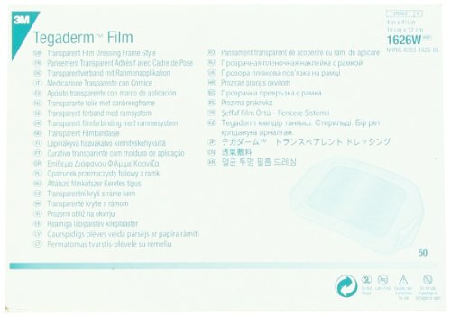 3M Tegaderm Transparent Dressing with Label 4' x 4 3/4' (10 x 12 cm)50 per Box #1626W