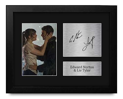 HWC Trading Edward Norton & Liv Tyler The Incredible Hulk Framed Gifts Printed Signed Autograph Picture for Movie Memorabilia Fans - US Letter Size
