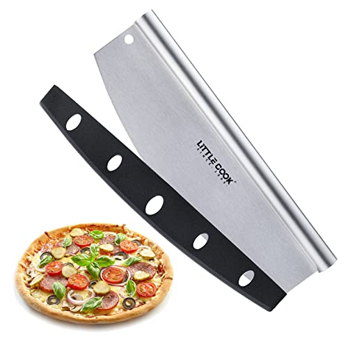 14' Pizza Cutter, Little Cook Ultra Sharp Stainless Steel Pizza Cutter Rocker with Cover, Pizza Knife Slicer for all Types of Quesadillas, Flatbreads, Brownies, Dishwasher Safe