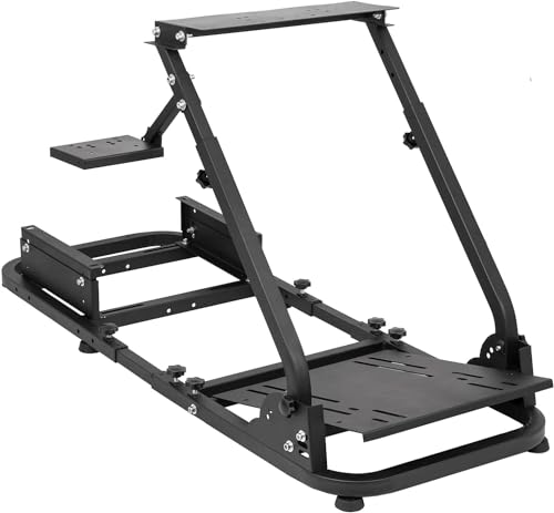 Hottoby Foldable Racing Simulator Cockpit Stand Fit for Logitech/Thrustmaster G25,G27,G29,G920,G923&T300RS,T150,T80 Multi-Angle Adjustment Sim Cockpit No Steering Wheel HandBrake Pedals Seat