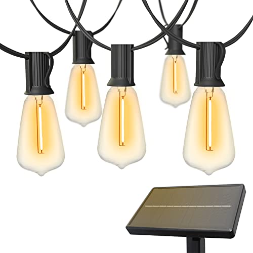 SUNTHIN Solar String Lights, 48ft Solar Patio Lights with 24 Shatterproof LED Bulbs for Outside, Backyard, Porch, Garden, Gazebo, Party, Camping