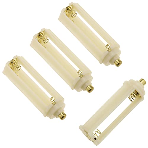 RLECS 4pcs Cylindrical 3xAAA Battery Holder Battery Storage Case 55x20mm for 3 x 1.5V AAA Batteries Flashlight Torch, White