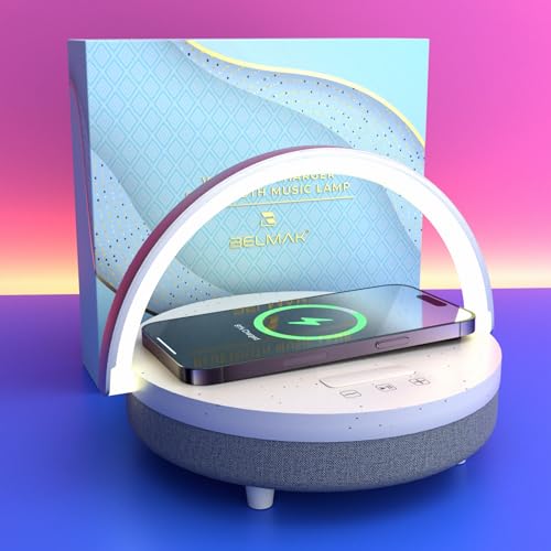 BELMAK Bedside Lamp with Qi Wireless Charger - Phone Charging Lamps for Bedroom - 4 in 1 Touch Lamp with LED Night Light, Dimmable Lamp with Charging Station, Birthday Gifts, Christmas 2023 Gift Ideas