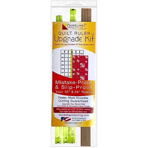 Guidelines4quilting - Quilt Ruler Upgrade Kit - Mistake Proof & Slip Proof Your 12' & 24” Quilt Rulers (or 12½' & 24½') - Cut Faster and More Accurately - for Both Right & Left-Handers