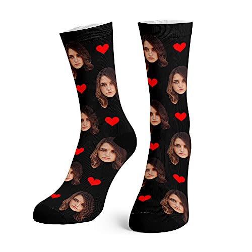 Artsadd Custom Face Socks for Men Women with Pet Lover Photo Unisex Size, Personalized Funny Crew Socks with Picture Gifts for Boyfriend Girlfriend, Socks with Dog Cat Animal Add design