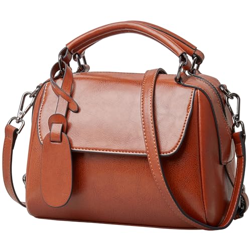 FOXLOVER Small Leather Crossbody Bags for Women Ladies Shoulder Bag Top Handle Mini Handbag and Purse