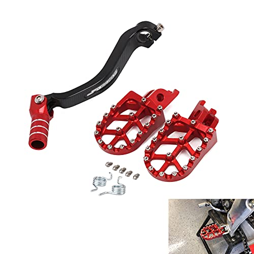 Motorcycle Foot Pegs Footpegs Pedal + Folding Gear Shift Lever Shifter Combo Sets Compatible To CRF250R CRF 250R 250 2010-2015 10-15 2011 2012 2013 2014 Dirt Bike Red