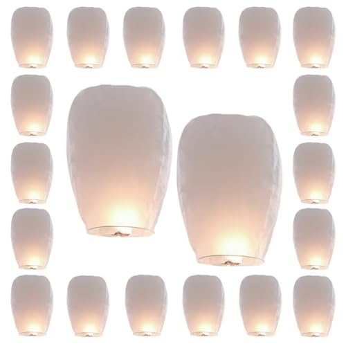 Chinese Lanterns to Release& in Memorial Events for 20 Pack White, Paper Lanterns Easy to Use, Chinese Paper Lanterns for Weddings Party Celebration Event and Festival.