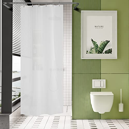 AmazerBath Stall Shower Curtain 36x72, Heavy Duty Shower Curtain Plastic, Frosted Shower Curtain for Shower Stall, Thick PEVA Stand Up Shower Curtain Small with 2 Weighted Stones and 6 Grommet Holes