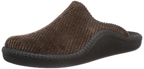 Romika Men's Cold Lining Slippers Open Back, Brown Brown, 12 Wide