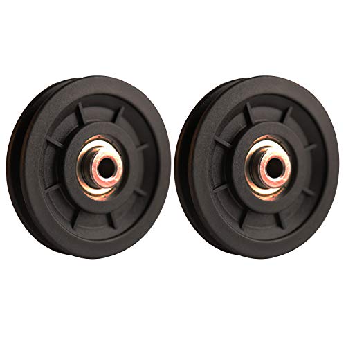 LFJ 90mm/3.5' Nylon Bearing Pulley Wheel Replacement for Gym Equipment Part Cable Machine (2 PCS)