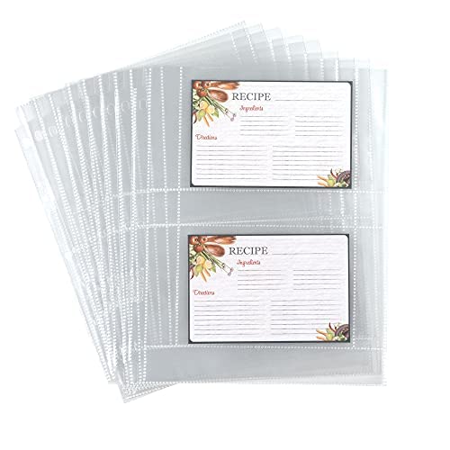 Samsill Recipe Card Page Protectors for 8.5 x 11 Recipe Binder, 4 x 6 Pockets, 2 Pockets, 50 Count, Recipe Book Pocket Page Refill Sheets, Side Margin Loading, for 8.5 x 11 Standard 3 Ring Binders