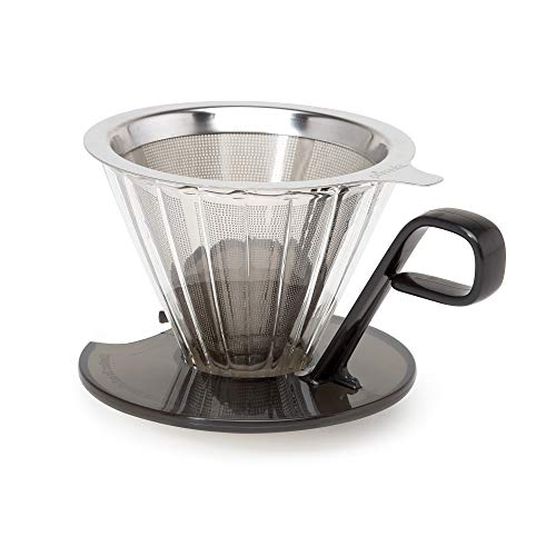 Primula Seneca Pour Over Coffee Maker Removable Ultra Fine Micro Mesh Stainless Steel Filter, 4.8 x 4.8 x 4.8 inches, Black