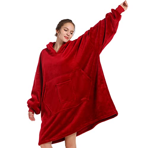 REDESS Blanket Hoodie Sweatshirt, Wearable Blanket Oversized Sherpa with Sleeves and Giant Pocket, Cozy Hoodie Warm for Adult Kids