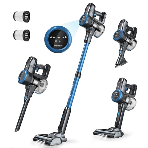 FABULETTA Cordless Vacuum Cleaner with Brushless Motor, 6 in 1 Lightweight Stick Vacuum with LED Display, 45 Min Max Runtime Detachable Battery for Home Pet Hair Carpet Hard Floor