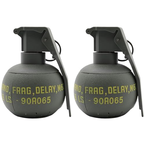 Disratw M67 CS Grenade Toys 2PCS Airsoft Grenades Plastic Toy-Hand Grenades Tactical Pull Ring Grenade Toys CS Battle Game Role Play Model Prop for Age 14+ (Green&Green)