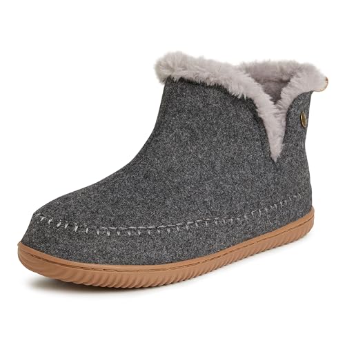 Dearfoams mens Alpine By Dearfoams Men's Brixen Boot Slipper, Dark Heather Grey, Large US