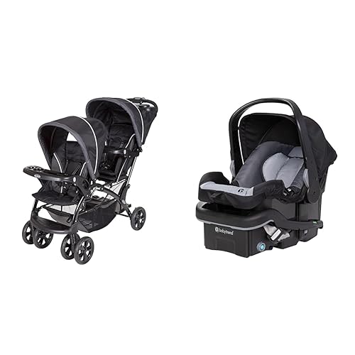 Baby Trend Sit and Stand Double Stroller, Onyx & EZ-Lift 35 Plus Infant Car Seat, Dash Black