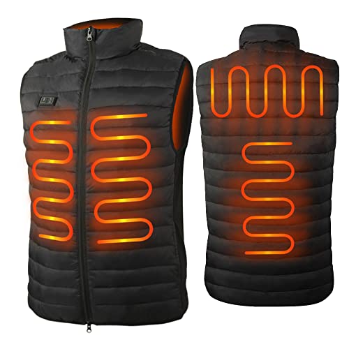 WUEAOA Heated Vest for Women Lightweight Zip Warm Vest 10000mAh Rechargeable Battery Pack Heated Jacket Black