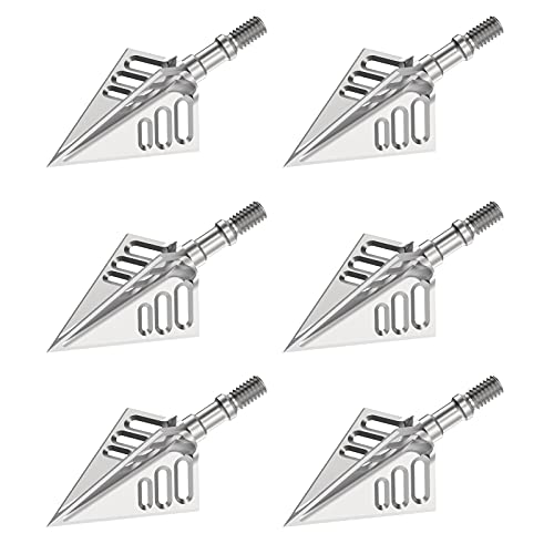 OTW Hunting Broadheads, 3 Fixed Blades 100 Grain Archery Broad Heads Archery Broadheads for Small Game Crossbows and Compound Bow Arrows(6 Pack-1)