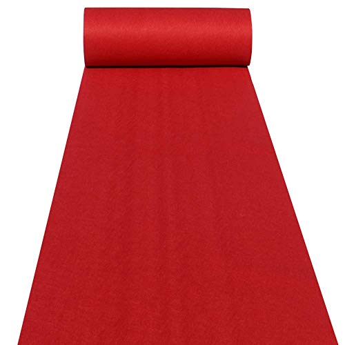 Aisle Runners Wedding Accessories 2mm Red Aisle Runner Carpet Rugs for Step and Repeat Display, Ceremony Parties and Events Indoor or Outdoor Decoration 24 Inch Wide x 15 feet Long