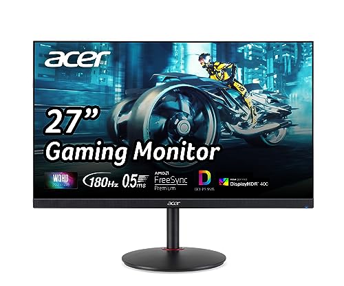 acer Nitro 27' WQHD 2560 x 1440 PC Gaming Monitor | AMD FreeSync Premium | Up to 180Hz Refresh | Up to 0.5ms | HDR400 | DCI-P3 95% | 1 x Display Port 1.2 & 2 x HDMI 2.0 | XV272U V3bmiiprx