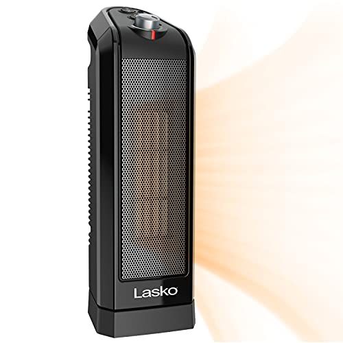 Lasko Oscillating Ceramic Space Heater for Home with Overheat Protection, Thermostat, and 3 Speeds, 15.7 Inches, Black, 1500W, CT16450, Small