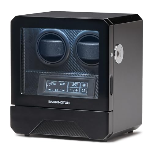 BARRINGTON Automatic Double Watch Winder with Silent Japanese Motor | Multi Rotation & Turns Per Day Modes | LED Digital Display | Simple Touch Operation