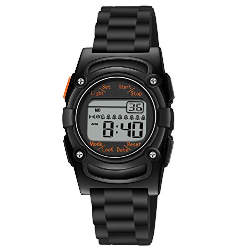 T TICCI Kids Digital 8 Alarm Vibrating Watch Medication Reminder Potty Urinary Training Vibration Pill Alert Vibra Medical Reminder for Children (Black)