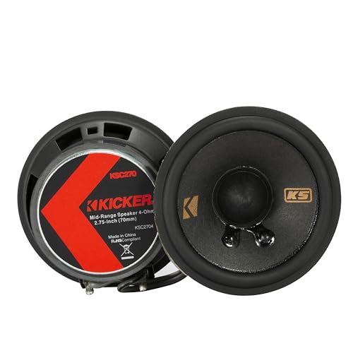 KICKER 51KSC2704 Middler Speaker System, Full-Range Design, One (1) Pair, 2.75' (70mm) UV-Treated Midrange/Tweeter, Tough Rubber Surround, 50 Watts RMS, 100 Watts Peak