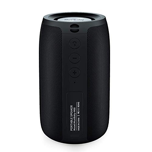 Bluetooth Speaker,MusiBaby Speaker,Wireless,Outdoor, Waterproof,Portable Speaker,Dual Pairing, Bluetooth 5.0,Loud Stereo,Booming Bass,1500 Mins Playtime for Home&Party,Gifts Speaker(Blk)