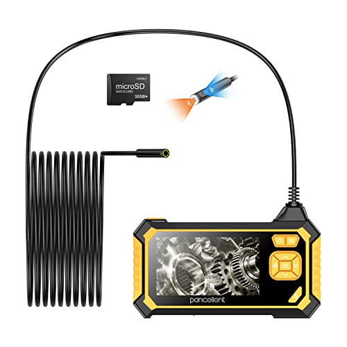 Pancellent Dual Lens Industrial Endoscope, 1080P Digital Borescope Inspection Camera with 8mm IP67 Waterproof Camera, Sewer Camera with 4.3' LCD Screen, 6 LED Lights,16.5FT Semi-Rigid Cable, 32GB Card