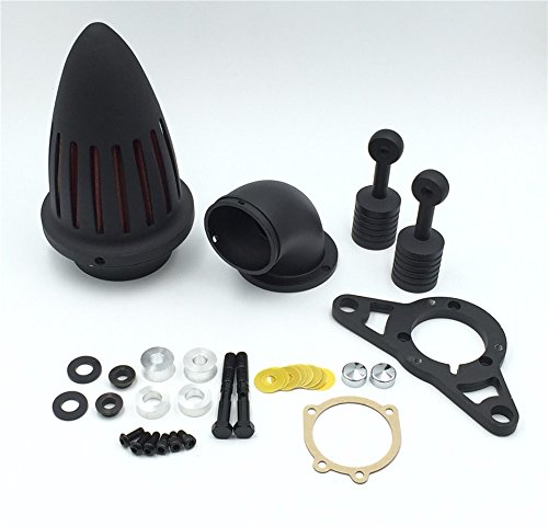 HTTMT MT226B-M Motorcycle Matte Black Bullet Air Cleaner Filter Compatible with Harley Softail Fat Boy Dyna Street Bob Wide Glide