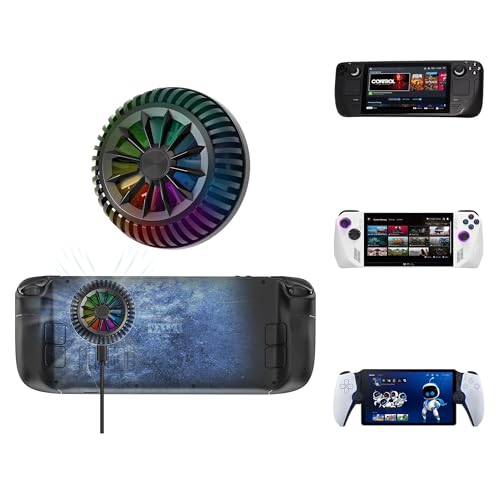 DEVASO Steam Deck Fan, Semiconductor Cooler for Steam Deck with 7-Blade Fan and RGB Colourful Light, 3 Seconds Fast Cooling Magnetic Fan Cooler for Steam Deck OLED, PlayStation Portal, ASUS ROG Ally