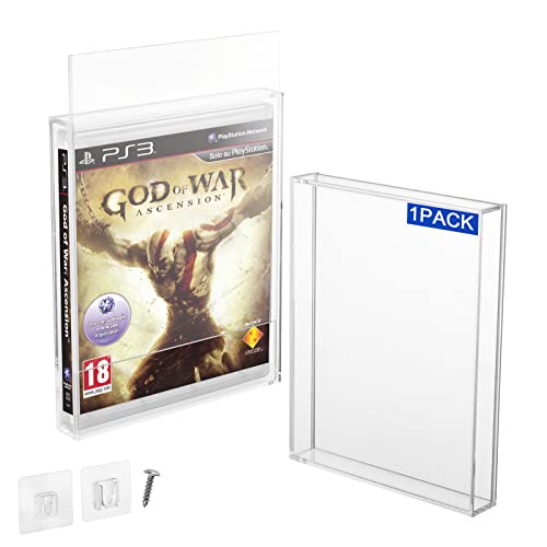 CaSZLUTION Clear Acrylic Video Game Box Protector Case for PS3, PS4, PS5, and Xbox one Game Case, 3mm Thick Dustproof Wall Storage Holder Game Protective Display Case (Pack of 1)