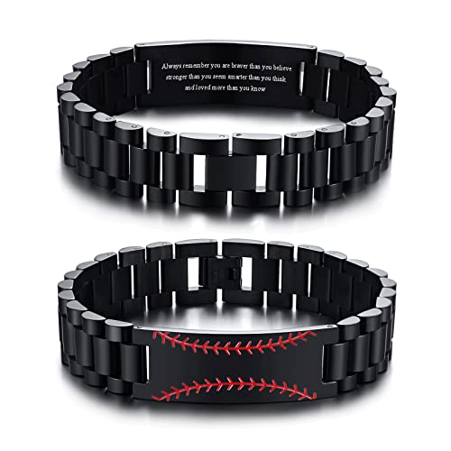 VNOX Baseball Gifts For Men Boys | Inspiration Sports Bracelets For Teen Boys Son,engraved Faith Quote Baseball Stuff Jersey Gifts For Athletes Baseball Player Stainless Steel Bracelet For Men