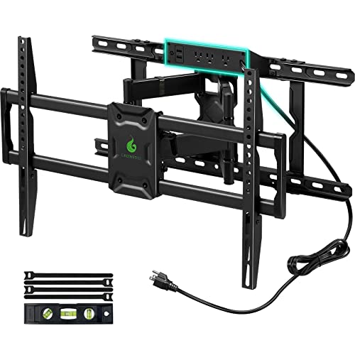 Greenstell TV Mount with Power Outlet, Full Motion Wall Mount for 47'-84' TVs, Swivel, Tilt and Extension Bracket with Dual Articulating Arms, Max VESA 600x400mm, Holds up to 132lbs