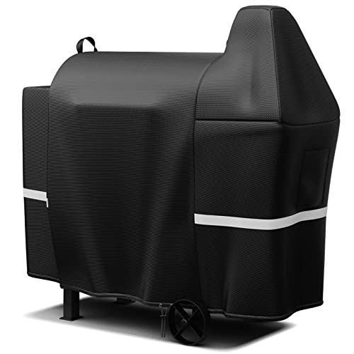 Grisun Grill Cover for Pit Boss 820 Deluxe, 850 Pro Series - 820D 820FB 820SC 820XL 820PS1, Anti-Fade Waterproof Durable 600D Fabric Pellet Grill Cover with Drawstring and Fabric Handles, Black