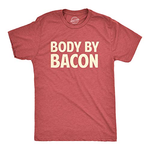 Mens Body by Bacon T Shirt Funny Bacon Eating Shirt Lover Gift for Dad Grilling Funny Mens Shirts for Exercise with Food Red L