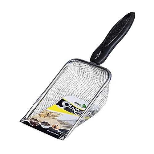 REPTI ZOO Reptile Sand Stainless Steel Fine Mesh Reptile Substrate Metal Sand Shovel Terrarium Substrate Long-Lasting Litter Cleaner Corner Scoop