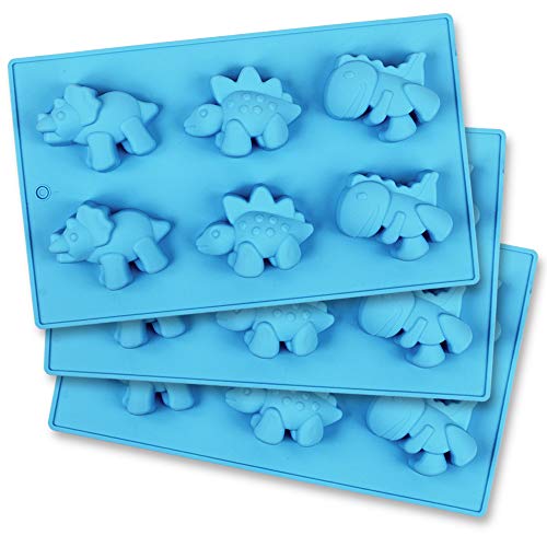homEdge Silicone Jumbo Dinosaur Candy Molds, Set of 3 Packs Non Stick Chocolate Mold for Chocolate, Handmade Soap-Blue