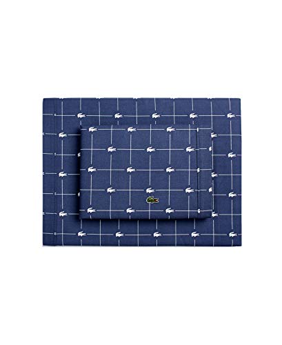 Lacoste 4-Piece Cotton Sheet Set, Slice, Vintage Indigo, Full