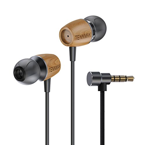 TENNMAK BASS Sounds Wood in Ear Headphones Earphones Earbuds with Remote and Microphone