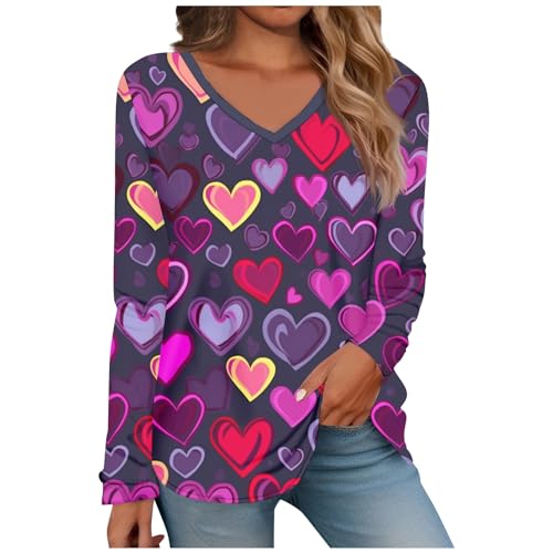 Generic Womens Tops Clothes for Teen Girls Crewneck Sweatshirts Women Blouses for Women Business Casual Fall Oversized Sweater for Women Fall Basic Tops for Women,Purple,Small