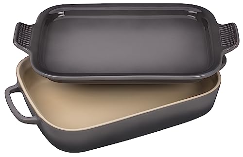 Le Creuset Stoneware Rectangular Dish with Platter Lid, 14 3/4' X 9', Oyster
