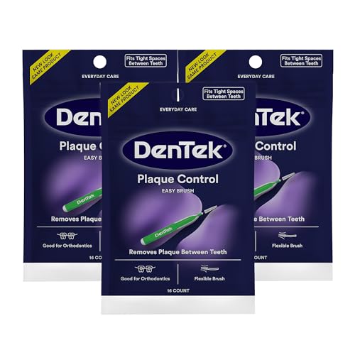 DenTek Easy Brush Plaque Control Interdental Cleaners, Tight, 16 Count, 3 Pack