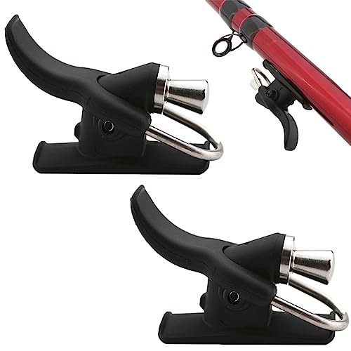 2pcs Sea Fishing Casting Trigger, Casting Cannon Clip, Marine Fishing Rod Clamp Thumb Button Trigger, Bionic Finger, Thumb Button, Fixed Spool Casting Aid for Sea Shore Beach Fishing BlackX2 boxed