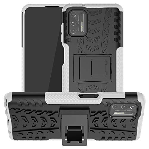 Ankoe for Motorola Moto G Stylus 2021 Case (Not for Moto G Stylus 2020), Heavy Duty Hybrid Slim Dual Layer Rugged Rubber Hybrid Hard/Soft Impact Armor Defender Protective Case with Kickstand, White
